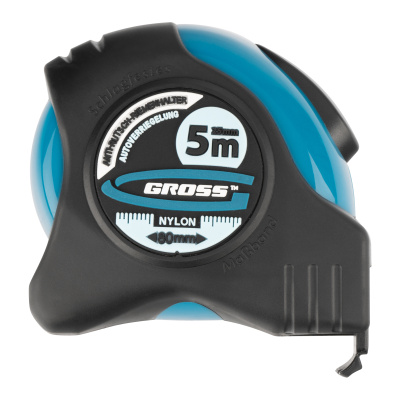 Рулетка "Schlagfest",5 м x 25 мм,магнитный обрезиненный зацеп,двусторонняя шкала,Нейлоновое покрытие,автоматическая фиксация Gross по ценам производителя в Екатеринбурге с доставкой по всей России