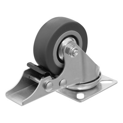 Колесо поворотное с тормозом D 50 мм, крепление  платформенное Сибртех по ценам производителя в Екатеринбурге с доставкой по всей России