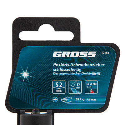 Отвертка PZ3 x 150 мм, S2, трехкомпонентная ручка Gross по ценам производителя в Екатеринбурге с доставкой по всей России
