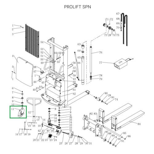 Поворотная опора для поворотных колес для штабелеров SPN (в сборе с колесом) по ценам производителя в Екатеринбурге с доставкой по всей России