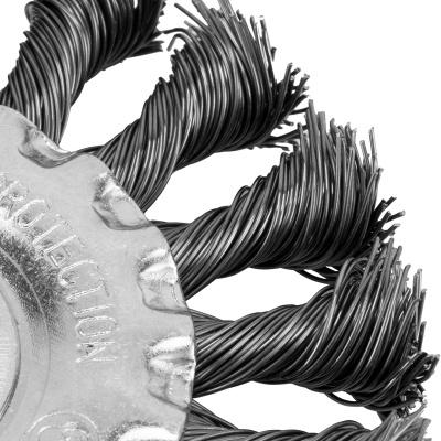 Щетка для УШМ, 100 мм, посадка 22.2 мм, плоская, крученая проволока 0.5 мм Сибртех по ценам производителя в Екатеринбурге с доставкой по всей России