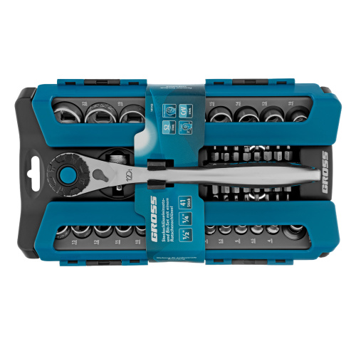 Набор торцевых головок, трещотка 120 зубьев, 1/2", 1/4", CrV, 41 предмет Gross по ценам производителя в Екатеринбурге с доставкой по всей России