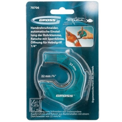 Труборез ладонный"Piranha", 22 мм, 3/4, автоматическая регулировка зажима трубы, трещотка с храповым механизмом, отверстие 1/4 Gross по ценам производителя в Екатеринбурге с доставкой по всей России