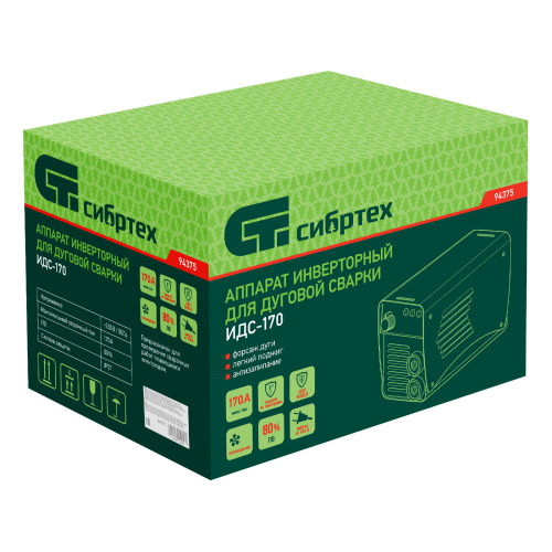 Аппарат инверторный дуговой сварки ИДС-170, 170 А, ПВ 80%, диаметр электрода 1.6-3.2 мм Сибртех по ценам производителя в Екатеринбурге с доставкой по всей России