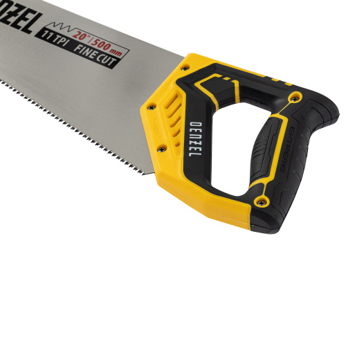 Ножовка по дереву, 500 мм, 11 TPI, зуб 3D, двухкомпонентная рукоятка Denzel по ценам производителя в Екатеринбурге с доставкой по всей России