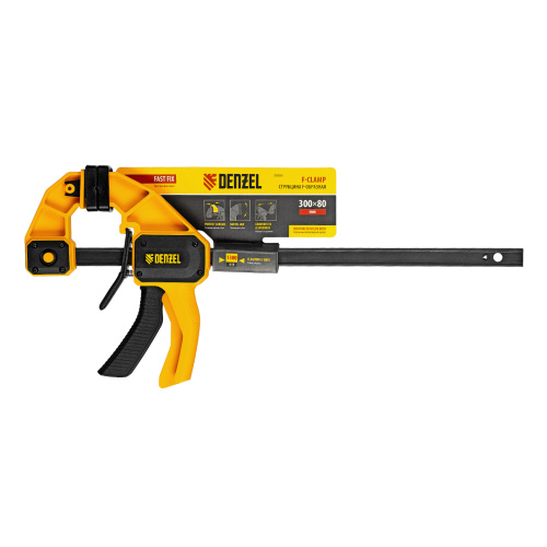 Струбцина F-образная, быстрозажимная, 300 х 80 мм, усиленный нейлоновый корпус Denzel по ценам производителя в Екатеринбурге с доставкой по всей России