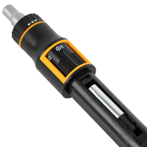 Отвертка реверсивная с револьверным механизмом, 11 шт, сталь S2  Denzel по ценам производителя в Екатеринбурге с доставкой по всей России