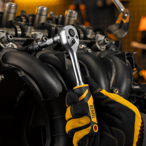 Ключ-трещотка 3/8", 90 зубьев, с быстрым сбросом, CrV Denzel по ценам производителя в Екатеринбурге с доставкой по всей России