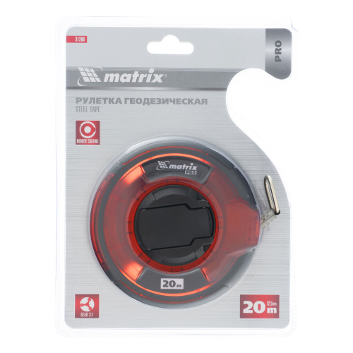 Рулетка геодезическая 20 м х 12,5 мм, закрытый корпус, стальная лента, односторонняя шкала, Pro Matrix по ценам производителя в Екатеринбурге с доставкой по всей России