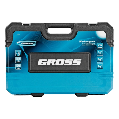 Набор инструментов, 1/2", 3/8", 1/4", CrV, 120 зубьев, 216 предметов Gross по ценам производителя в Екатеринбурге с доставкой по всей России