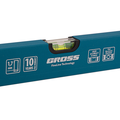 Уровень алюминиевый усиленный, 1000 мм, 3 глазка Gross по ценам производителя в Екатеринбурге с доставкой по всей России