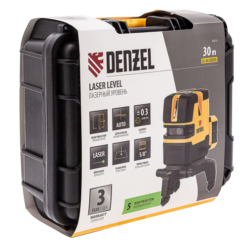 Лазерный уровень LX 06 Green, 30 м, 520 нм, аккумулятор Li 5200 mAh, резьба 5/8" Denzel по ценам производителя в Екатеринбурге с доставкой по всей России