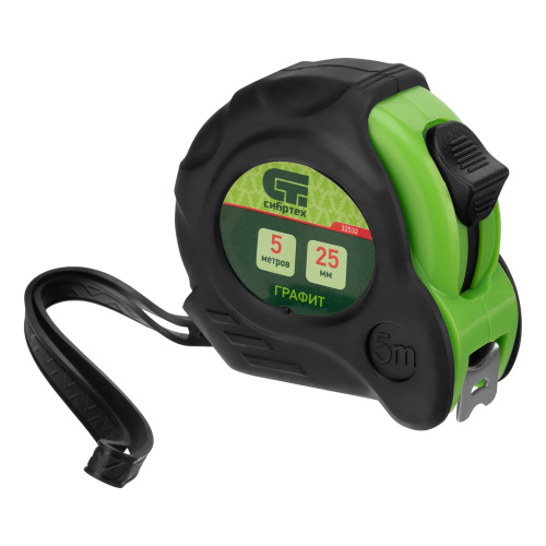 Рулетка Графит,обрезиненный корпус,амортизатор,5 м х 25 мм Сибртех по ценам производителя в Екатеринбурге с доставкой по всей России