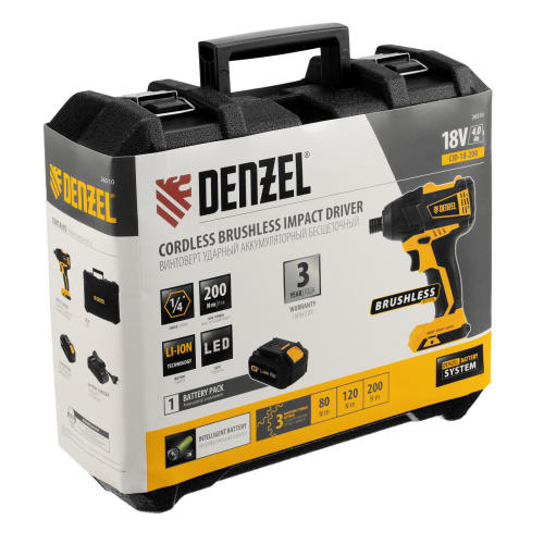Винтоверт ударный аккумуляторный бесщет CID-IB-200 18В Li-Ion Denzel по ценам производителя в Екатеринбурге с доставкой по всей России