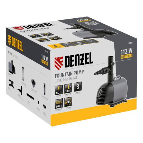 Насос фонтанный FNP110-34, 112 Вт, подъем 3,4 м, 3400 л/ч, колокольчик/каскад/гейзер Denzel по ценам производителя в Екатеринбурге с доставкой по всей России