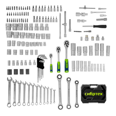 Набор инструментов, 1/2", 3/8", 1/4", пластиковый кейс 160 предм. Сибртех по ценам производителя в Екатеринбурге с доставкой по всей России