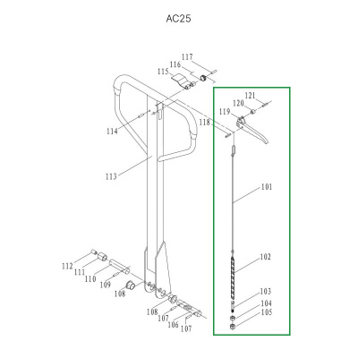 Тяга цепная в сборе для ручки гидравлических тележек DF25 по ценам производителя в Екатеринбурге с доставкой по всей России