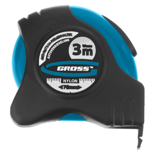 Рулетка "Schlagfest",3 м x 19 мм,магнитный обрезиненный зацеп,двусторонняя шкала,Нейлоновое покрытие,автоматическая фиксация Gross по ценам производителя в Екатеринбурге с доставкой по всей России