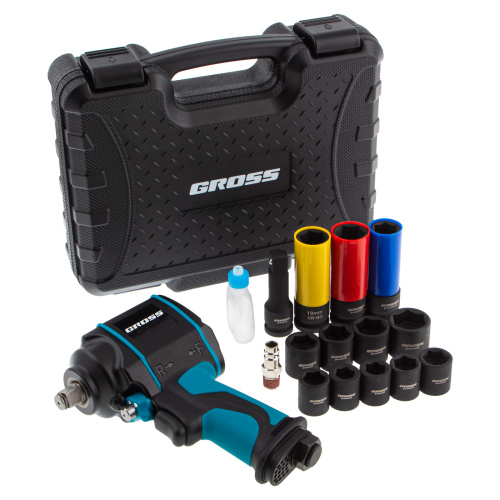 Гайковерт пневматический ударный G985K2, 1/2, 610Нм 9000 об/мин, с набором 17 предметов Gross по ценам производителя в Екатеринбурге с доставкой по всей России