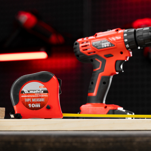 Рулетка Double fixation,10 м х 25 мм,обрезиненный корпус,двойная плавная фиксация Matrix по ценам производителя в Екатеринбурге с доставкой по всей России