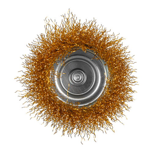 Щетка для дрели, 75 мм, "чашка" со шпилькой, латунированная витая проволока Matrix по ценам производителя в Екатеринбурге с доставкой по всей России