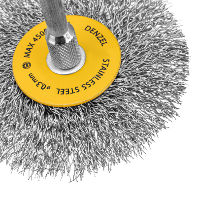 Набор щеток для дрели, 5 Плоских 25-38-50-63-75 мм, шпилька, нерж. вит. проволока Denzel по ценам производителя в Екатеринбурге с доставкой по всей России