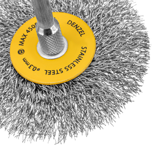 Набор щеток для дрели, 5 Плоских 25-38-50-63-75 мм, шпилька, нерж. вит. проволока Denzel по ценам производителя в Екатеринбурге с доставкой по всей России