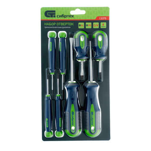 Набор отверток универсальный, CrV, трехкомпонентные рукоятки, 8 предметов Сибртех по ценам производителя в Екатеринбурге с доставкой по всей России