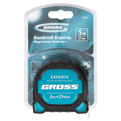Рулетка Experte,5 м x 27 мм,двухкомпонентный корпус,магнит,двухсторонняя разметка,нейлон Gross по ценам производителя в Екатеринбурге с доставкой по всей России