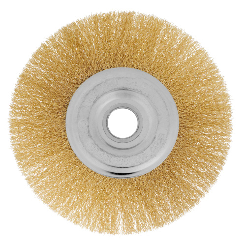 Щетка для УШМ, 175 мм, посадка 22.2 мм, плоская, латунированная витая проволока Matrix по ценам производителя в Екатеринбурге с доставкой по всей России