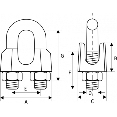 Зажим для троса DIN 741, D = 8 мм по ценам производителя в Екатеринбурге с доставкой по всей России