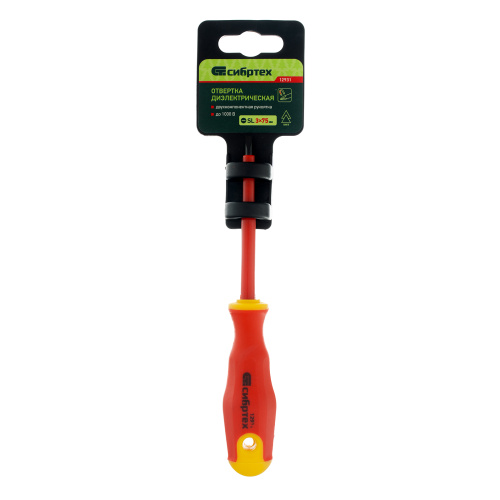 Отвертка диэлектрическая SL3 х 75 мм, CrV, до 1000 В, двухкомпонентная рукоятка Сибртех по ценам производителя в Екатеринбурге с доставкой по всей России