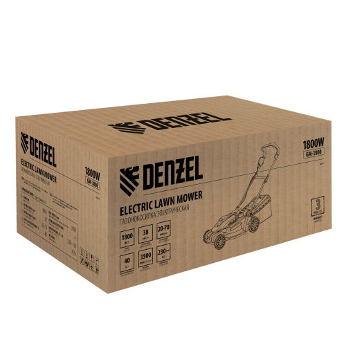 Газонокосилка электрическая GM-1800, 1800 Вт, шир. 38 см, 6 уров., травосб. 40 л. Denzel по ценам производителя в Екатеринбурге с доставкой по всей России