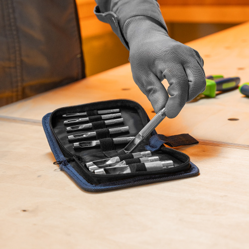 Набор пробойников для кожи 3 4 5 6 7 8 9 10 12 14 16 19 мм, 12 шт, чехол Сибртех по ценам производителя в Екатеринбурге с доставкой по всей России