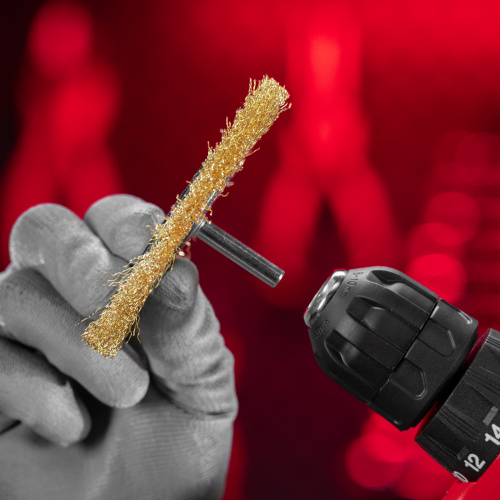 Щетка для дрели 100 мм, плоская со шпилькой, латунированная витая проволока Matrix по ценам производителя в Екатеринбурге с доставкой по всей России