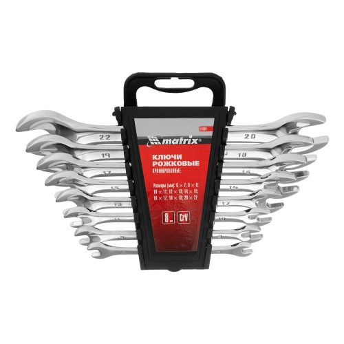 Набор ключей рожковых 8 шт, 6-22мм, CrV, Elliptical, зеркальное хромирование Matrix по ценам производителя в Екатеринбурге с доставкой по всей России
