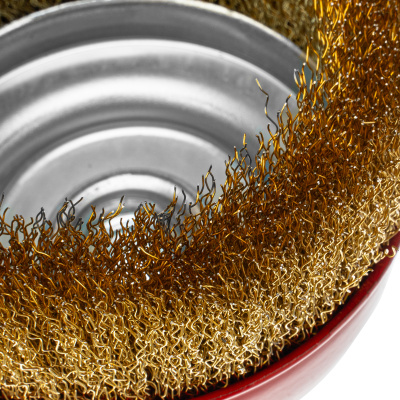 Щетка для УШМ, 125 мм, М14, "чашка", латунированная витая проволока Matrix по ценам производителя в Екатеринбурге с доставкой по всей России