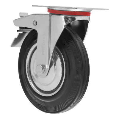 Колесо поворотное с тормозом D 160 мм, крепление  платформенное Сибртех по ценам производителя в Екатеринбурге с доставкой по всей России