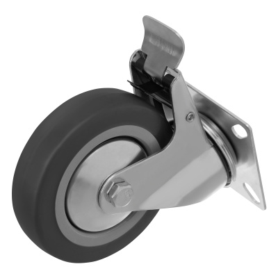 Колесо поворотное с тормозом D 100 мм, крепление  платформенное Сибртех по ценам производителя в Екатеринбурге с доставкой по всей России