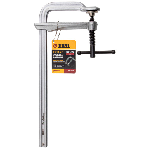Струбцина F-образная, 120x300мм, кованая Denzel по ценам производителя в Екатеринбурге с доставкой по всей России