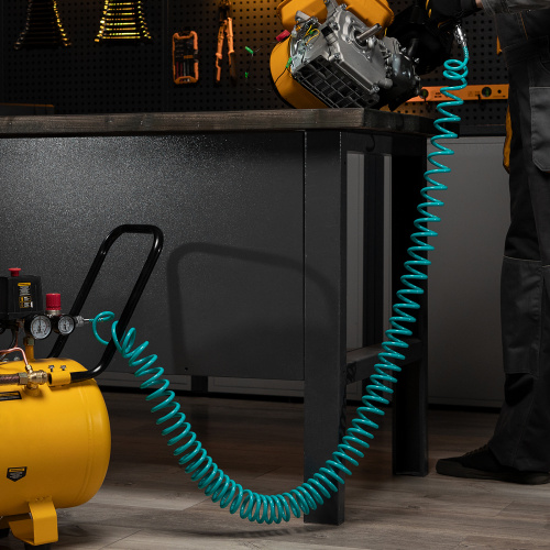 Полиуретановый спиральный шланг профессиональный BASF, 15 м, с быстросъемными соединением Stels по ценам производителя в Екатеринбурге с доставкой по всей России