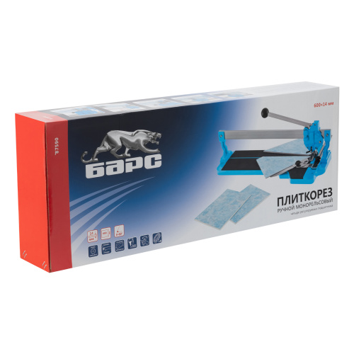 Плиткорез ручной монорельсовый 600 х 14 мм, ходовая каретка, 9/4 регулировка подшипников, литая станина Барс по ценам производителя в Екатеринбурге с доставкой по всей России