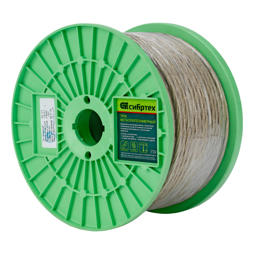 Трос металлополимерный прозрачный ПР-5.0, толщина 4.0 мм, катушка 100 метров Сибртех по ценам производителя в Екатеринбурге с доставкой по всей России