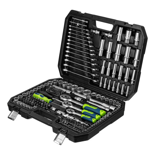 Набор инструментов, 1/2", 3/8", 1/4", пластиковый кейс 215 предм. Сибртех по ценам производителя в Екатеринбурге с доставкой по всей России