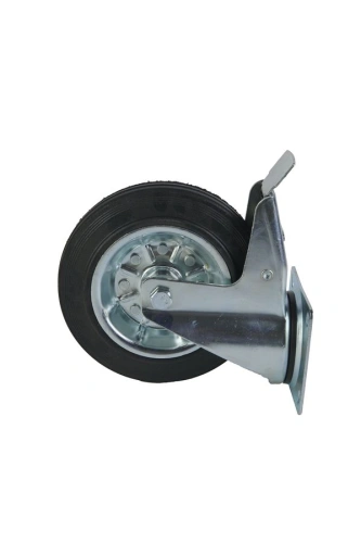 Колесо поворотное усиленное резина SRCB 80 200 мм с тормозом по ценам производителя в Екатеринбурге с доставкой по всей России