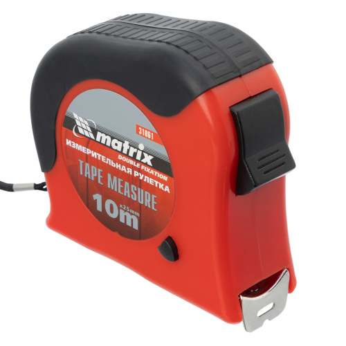 Рулетка Double fixation,10 м х 25 мм,обрезиненный корпус,двойная плавная фиксация Matrix по ценам производителя в Екатеринбурге с доставкой по всей России