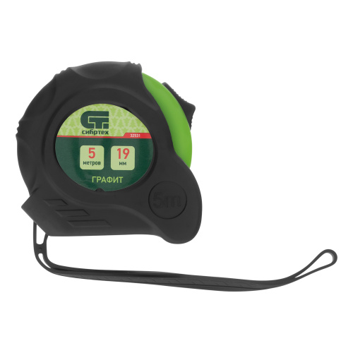Рулетка Графит,обрезиненный корпус,амортизатор,5 м х 19 мм Сибртех по ценам производителя в Екатеринбурге с доставкой по всей России