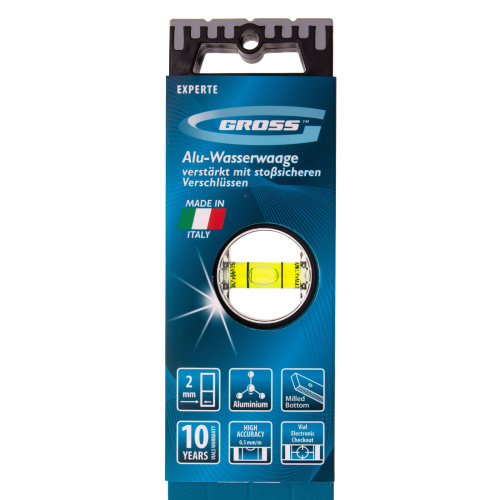 Уровень алюминиевый, 1000 мм, усиленный с ударопрочными заглушками, рукоятки, 3 глазка Gross по ценам производителя в Екатеринбурге с доставкой по всей России