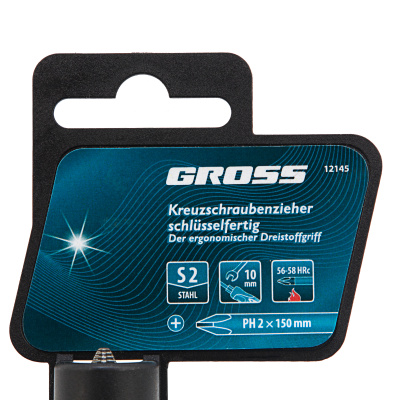 Отвертка PH2 x 150 мм, S2, трехкомпонентная ручка Gross по ценам производителя в Екатеринбурге с доставкой по всей России