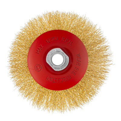 Щетка для УШМ, 125 мм, М14, "тарелка", латунированная витая проволока Matrix по ценам производителя в Екатеринбурге с доставкой по всей России